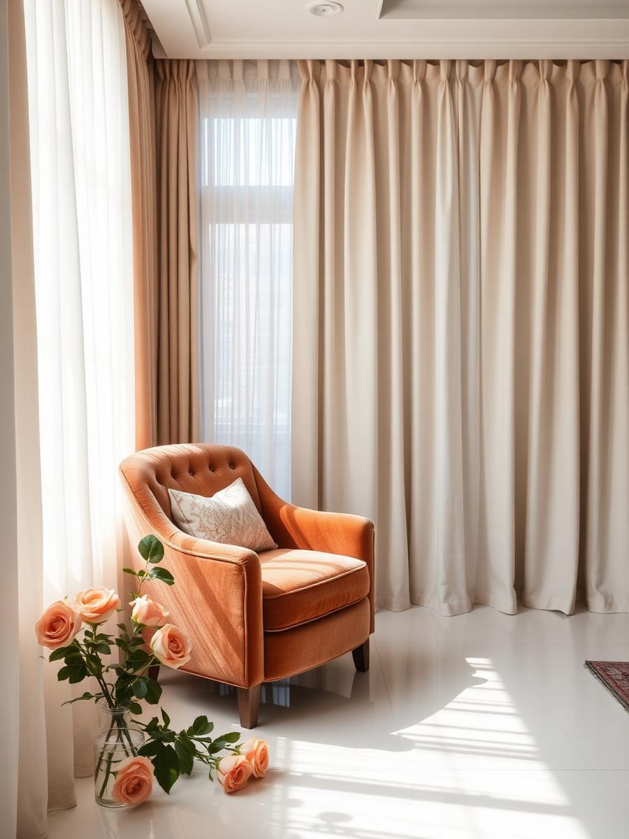 Bright living room corner with fresh flowers